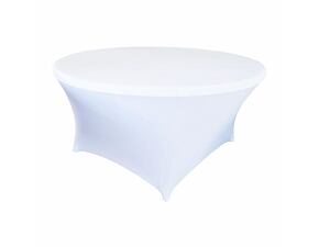 Round stretch tablecloth - white, ⌀ 180 cm